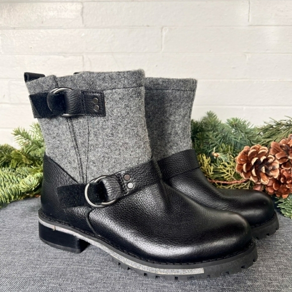 Woolrich Leather Baltimore Harness Wool Moto Boot Double Buckles Lug Sole 9.5🌴✌ - Picture 1 of 13